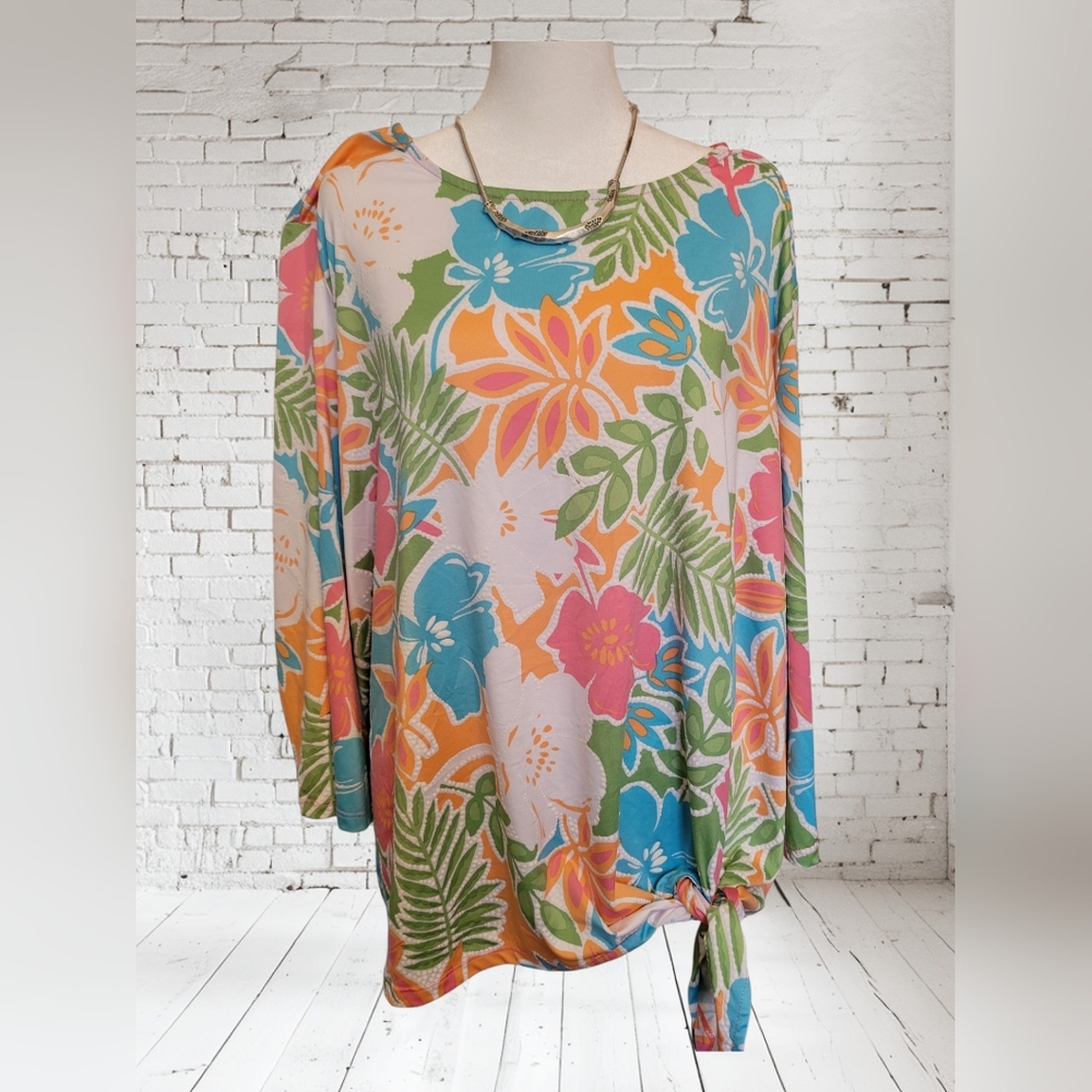 Ruby Rd. Colorful Floral Tunic Top - Picture 2 of 3